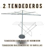 2 Tendederos / Base De Hormigón / Balconero De 10 Varillas - Imagen 2
