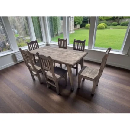 Juego De Comedor Vintage - Mesa + 6 Sillas Teñido